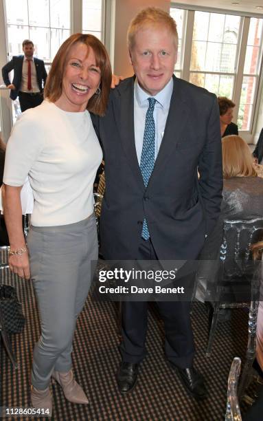 Kay Burley and Boris Johnson attend Turn The Tables 2019 hosted by Tania Bryer and James Landale in aid of Cancer Research UK at BAFTA on March 4,...