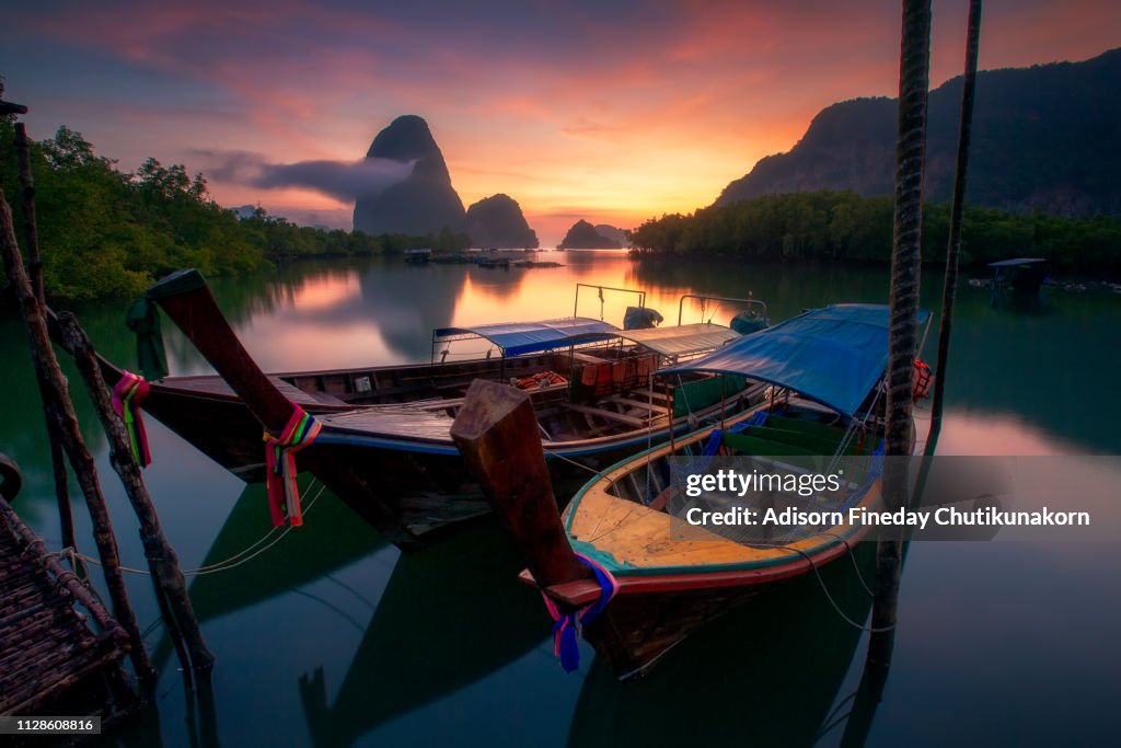 Sunrise in Phang-nga Bay.