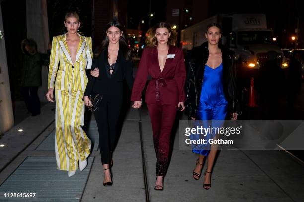Devon Windsor, Gabby Westbrook, Roosmarijn de Kok and Noel Berry attend Maybelline New York Fashion Week Party at the Public Hotel on February 09,...