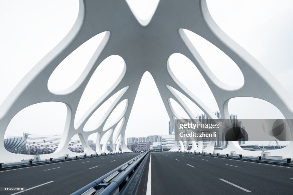 Moern bridge with strange structures, Qingdao