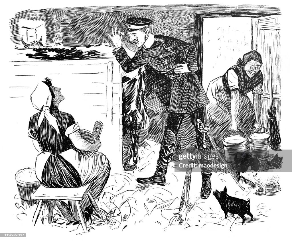 Visitare un ufficiale in un fienile - 1896