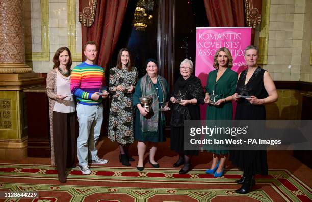 Natalie Cox, Joe Heap, Isabelle Broom, Jane Godman, Liz Fielding, Catherine Isaac and Jane Lovering at the Romantic Novel Of The Year Awards, held at...