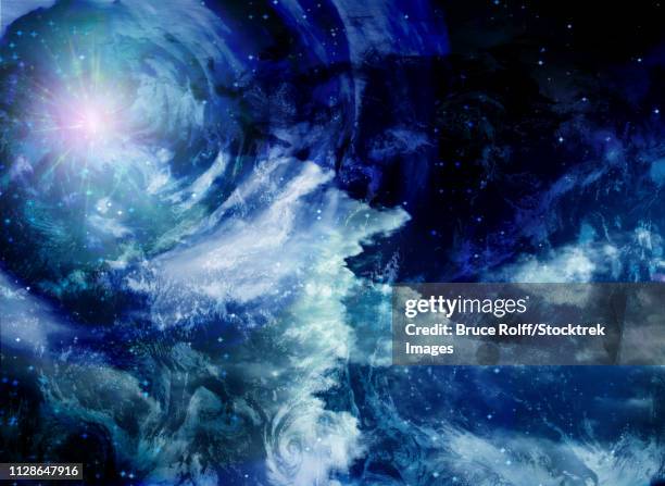 deep space shining light and clouds - force field stock illustrations