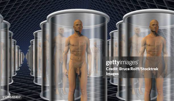 androids in storage or transport on ship. - warehouse robots stock illustrations