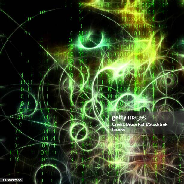 machine binary and human like visage - 3d illustration rendering of binary code pattern stock illustrations