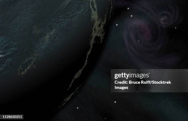 deep space surreal composition. 3d rendering - mars exploration stock illustrations