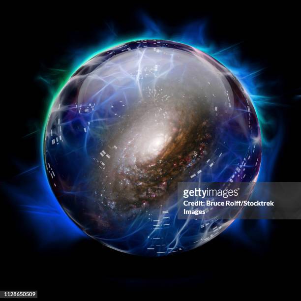 crystal ball shows galaxy - crystal ball stock-grafiken, -clipart, -cartoons und -symbole