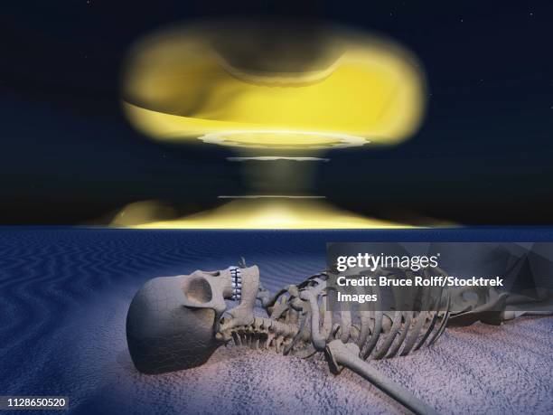 human skeleton and nuclear detonation - nuclear explosion icon stock illustrations