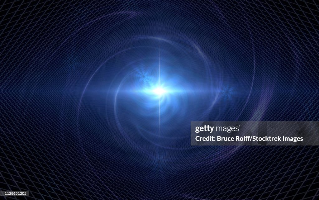 Abstraction. Tunnel with bright light and water