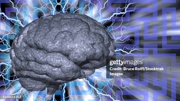 psychedelic background and human brain. - bruce stock illustrations
