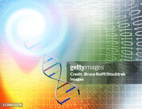 Binary Strand Binary Tunnel And Dna Strand In Vivid Colors High-Res Vector Graphic ...