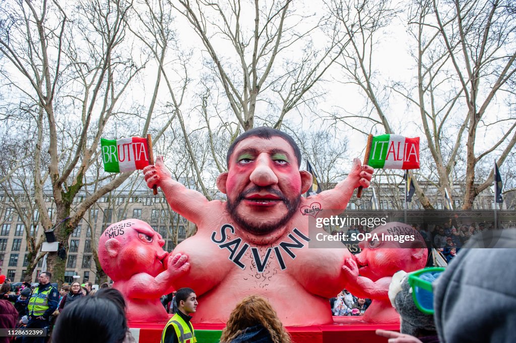Figure of Salvini is seen in one of the the politically...