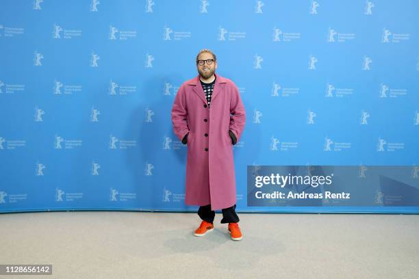 Jonah Hill poses at the "Mid 90's" photocall during the 69th Berlinale International Film Festival Berlin at Grand Hyatt Hotel on February 10, 2019...