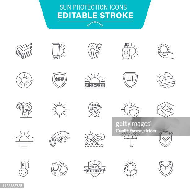 sun protection icons - protection stock illustrations
