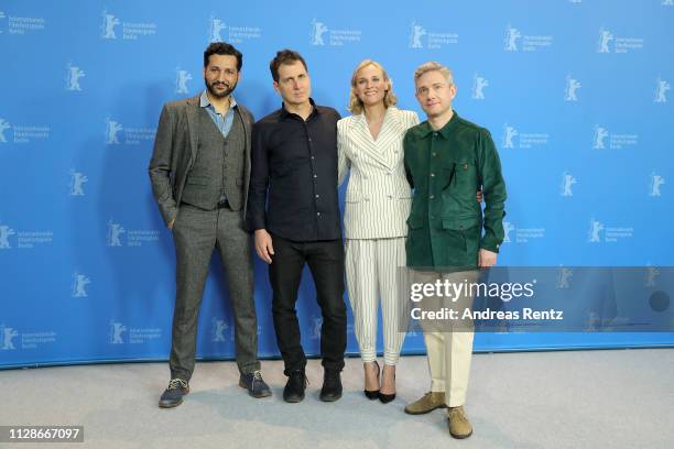 Cas Anvar, Yuval Adler, Diane Kruger and Martin Freeman pose at the "The Operative" photocall during the 69th Berlinale International Film Festival...