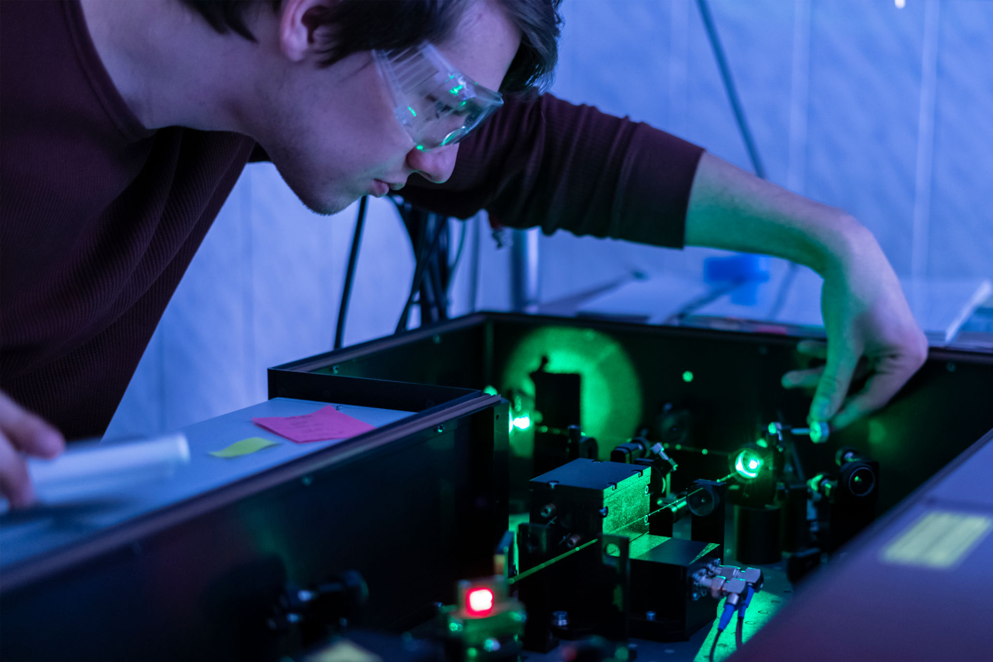 students using laser