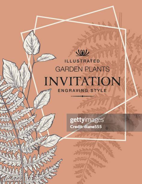 botanical style plants greeting card or invitation template - fancy dinner plate stock illustrations