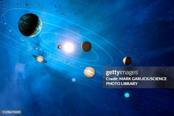 solar system, illustration - astrology stock illustrations