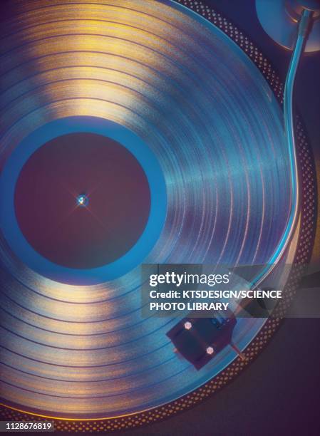 vinyl record being played, illustration - turntable stock illustrations