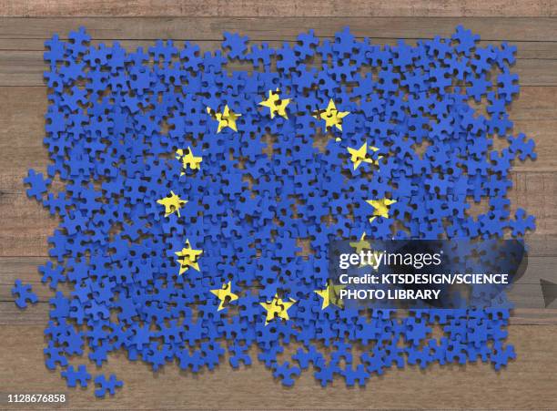 eu flag puzzle, illustration - europaflagge stock-grafiken, -clipart, -cartoons und -symbole