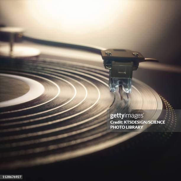 vinyl record being played, illustration - vinyl record player stock illustrations