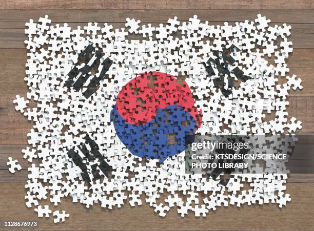 ilustraciones, imágenes clip art, dibujos animados e iconos de stock de south korean flag jigsaw puzzle, illustration - corea del sur