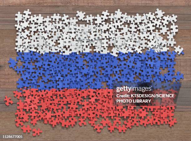 russian flag jigsaw puzzle, illustration - russian flag stock illustrations