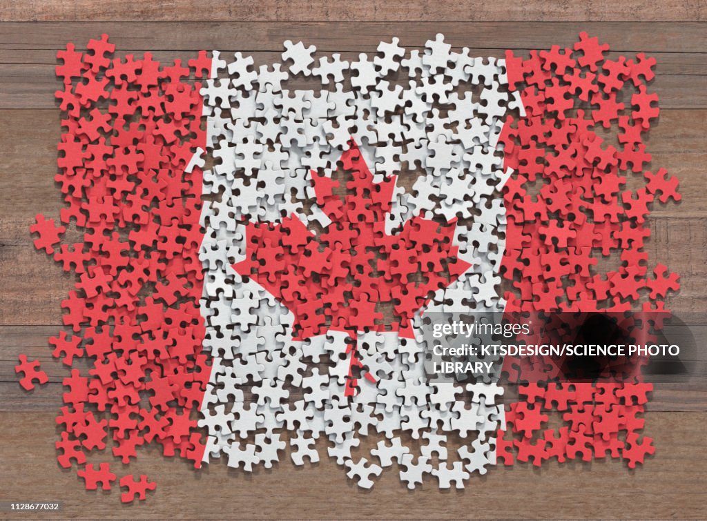 Canadian flag jigsaw puzzle, illustration