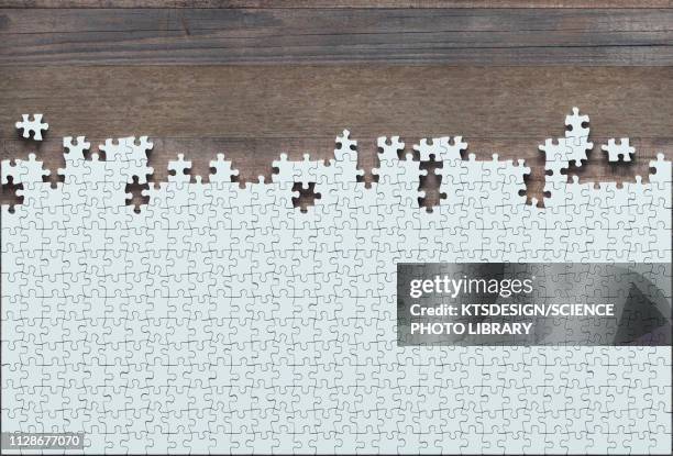 incomplete jigsaw puzzle, illustration - patience stock illustrations