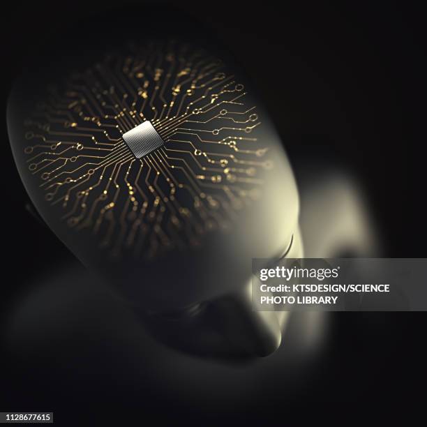 artificial intelligence concept, illustration - human-brain-top-view stock illustrations