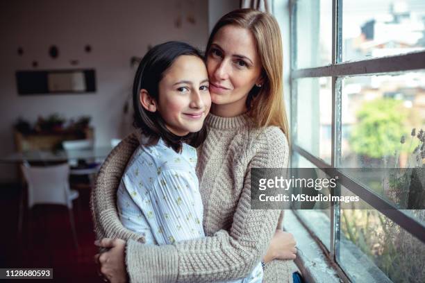 portrait mother and daughter. - family with one child stock pictures, royalty-free photos & images