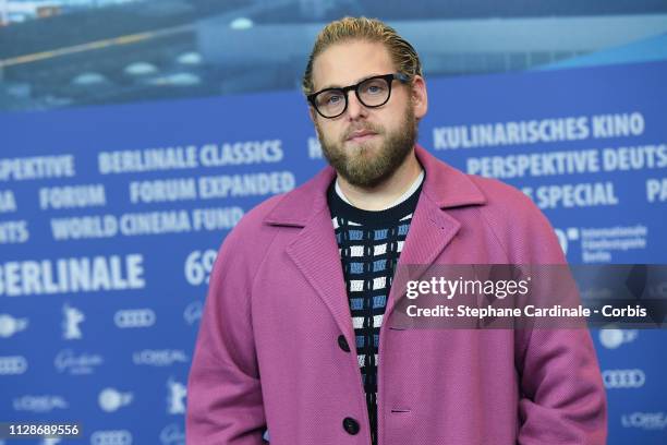 Jonah Hill attends the "Mid 90's" press conference during the 69th Berlinale International Film Festival Berlin at Grand Hyatt Hotel on February 10,...