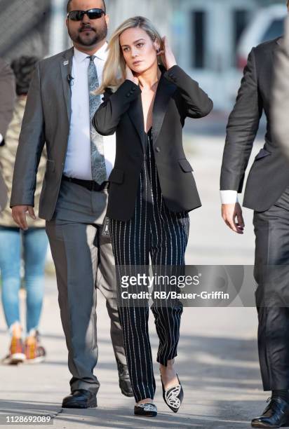 Brie Larson is seen at 'Jimmy Kimmel Live' on March 04, 2019 in Los Angeles, California.