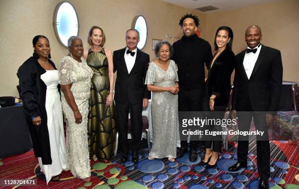Sonya Pankey, Sharon Robinson,Colleen Manfred, Colleen Manfred, Robert Manfred, Rachel Robinson, Maverick Carter, Arthur Hayes and guest attend the...