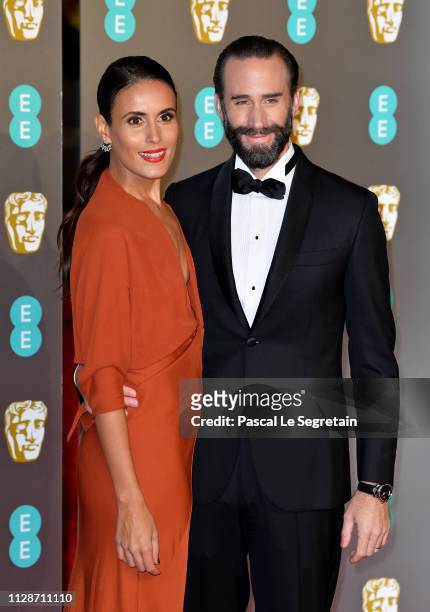 Joseph Fiennes and Maria Dolores Dieguez attend the EE British Academy Film Awards at Royal Albert Hall on February 10, 2019 in London, England.