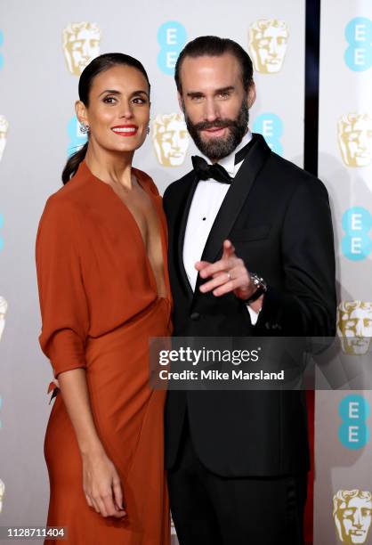 Joseph Fiennes and Maria Dolores Dieguez attend the EE British Academy Film Awards at Royal Albert Hall on February 10, 2019 in London, England.