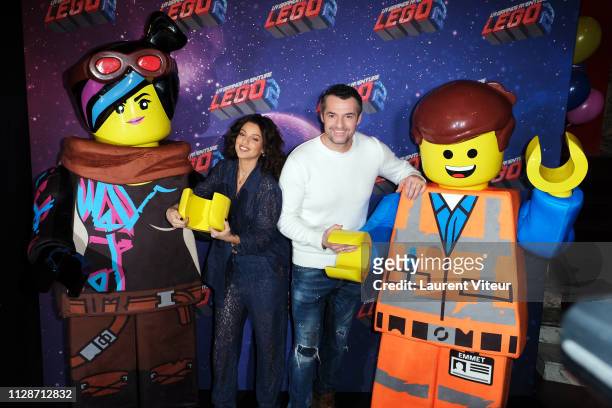 Singer Tal and Actor Arnaud Ducret attend "‎The Lego Movie - La Grande Aventure Lego " Photocall at Cinema Gaumont Opera on February 10, 2019 in...