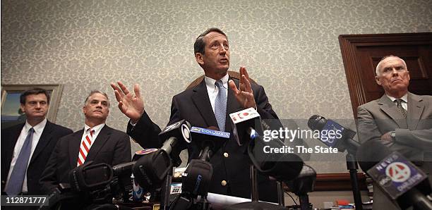 South Carolina Gov. Mark Sanford, joined by Senate allies in a press conference, said lawmakers are deliberately distorting state budget figures to...