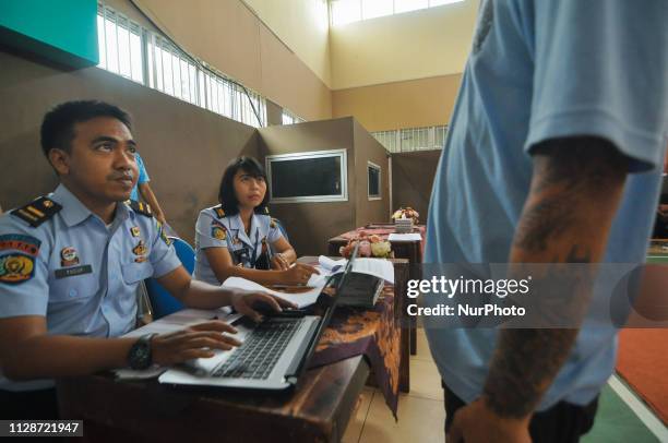 Ahead of the upcoming 2019 Indonesian presidential election, hundreds of prisoners in Cibinong Prison, Pondok Rajeg, Bogor, West Java, Indonesia, on...