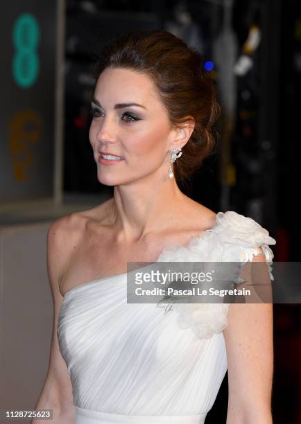 Catherine, Duchess of Cambridge attends the EE British Academy Film Awards at Royal Albert Hall on February 10, 2019 in London, England.