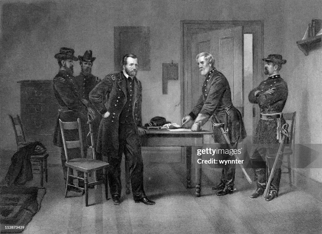 Robert E. Lee Surrenders to General U.S. Grant
