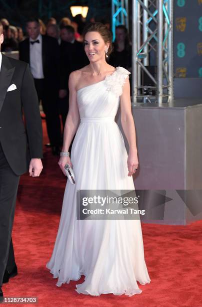 Catherine, Duchess of Cambridge attends the EE British Academy Film Awards at Royal Albert Hall on February 10, 2019 in London, England.