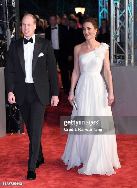 Prince William, Duke of Cambridge and Catherine, Duchess of Cambridge attends the EE British Academy Film Awards at Royal Albert Hall on February 10,...