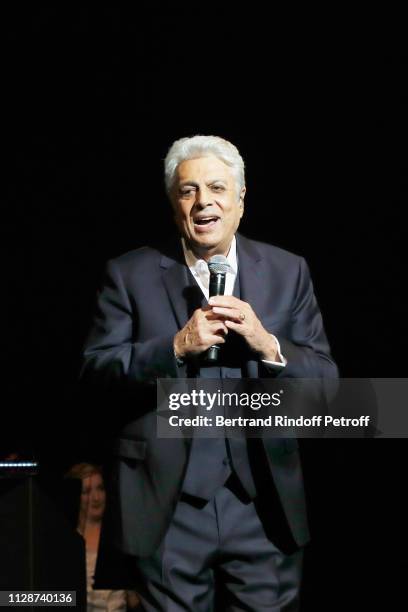 Enrico Macias performs for Enrico Macias 80th Anniversary at L'Olympia on February 10, 2019 in Paris, France.