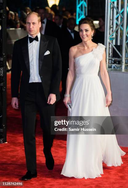 Prince William, Duke of Cambridge and Catherine, Duchess of Cambridge attends the EE British Academy Film Awards at Royal Albert Hall on February 10,...