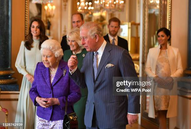 Catherine, Duchess of Cambridge, Camilla, Duchess of Cornwall, Prince William, Duke of Cambridge, Prince Harry, Duke of Sussex, Queen Elizabeth II,...