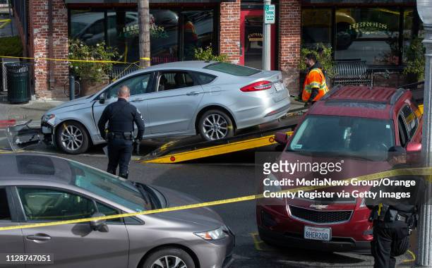Fullerton Police investigate an early-morning accident that sent nine pedestrians to the hospital on Sunday, February 10, 2019. Multiple cars were...