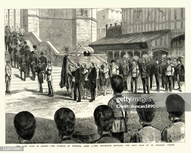 funeral of prince leopold, duke of albany, windsor, 1884 - prince leopold duke of albany stock illustrations
