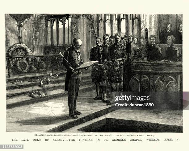 funeral of prince leopold, duke of albany, st george chapel - prince leopold duke of albany stock illustrations