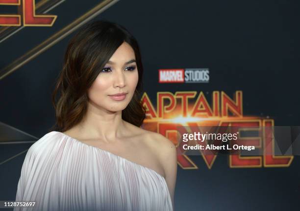 Gemma Chan attends the Marvel Studios "Captain Marvel" Premiere held on March 4, 2019 in Hollywood, California.